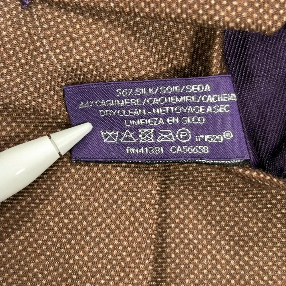 Ralph Lauren Purple Label Silk Cashmere Tie Brown Pin Dot Necktie Italy